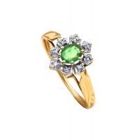 EMERALD OVAL HALO YELLOW GOLD RING