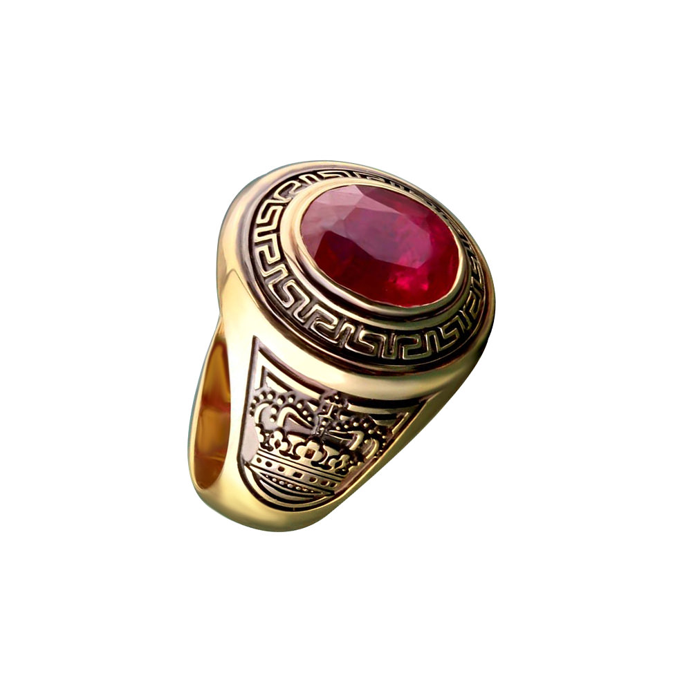 Gold ring with ruby mens on sale