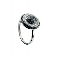 BLACK AND WHITE DIAMOND PAVE RING