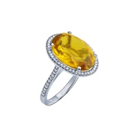 CITRINE OVAL HALO PAVE RING