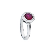 RUBY HEXAGONAL WHITE GOLD RING