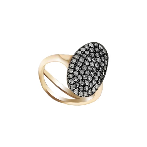 ANTIQUE PAVE OVAL ROSE GOLD RING