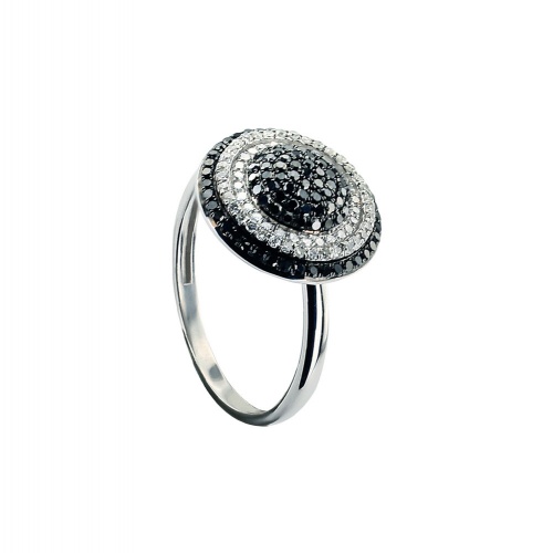 BLACK AND WHITE DIAMOND PAVE RING