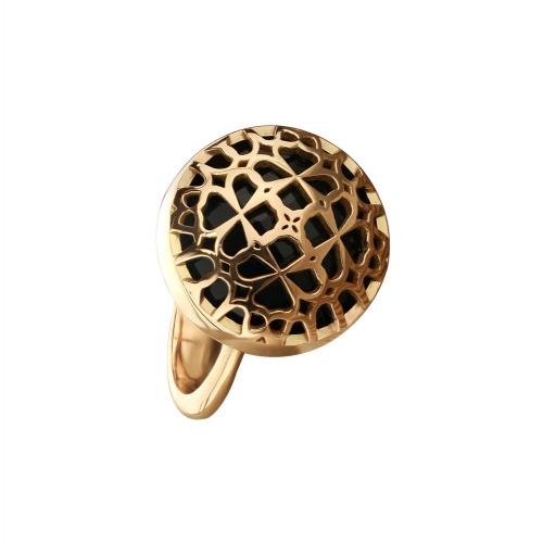 BLACK ONYX NET ROSE GOLD RING