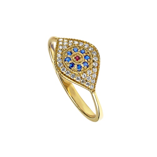 EVIL EYE PAVE RING 