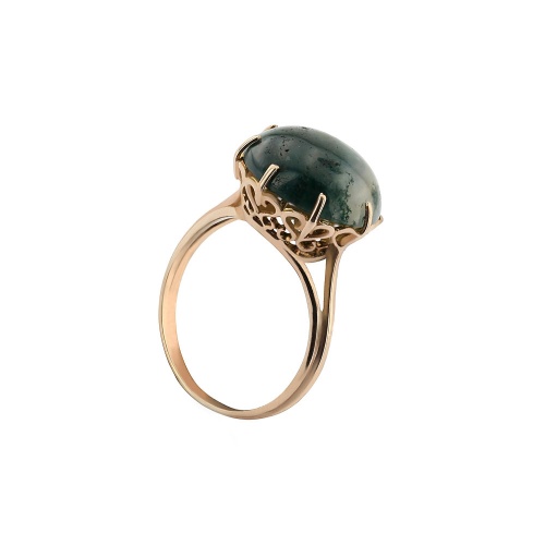 MALACHITE ROUND CABOCHON ANTIQUE RING