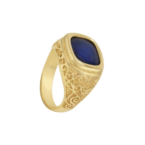 MENS ANTIQUE SAPPHIRE CUSHION RING