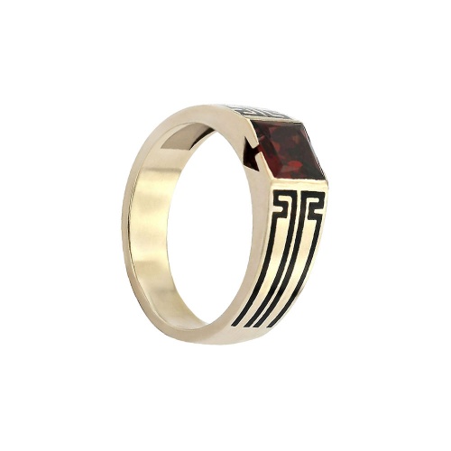 	MENS GARNET PRINCESS MOTIF RING