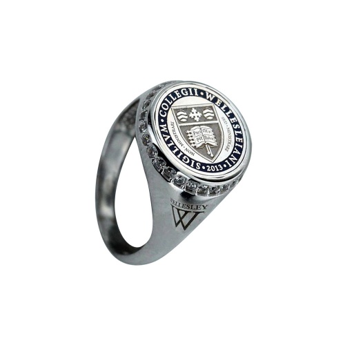 MENS PERSONALISED LOGO WHITE GOLD RING