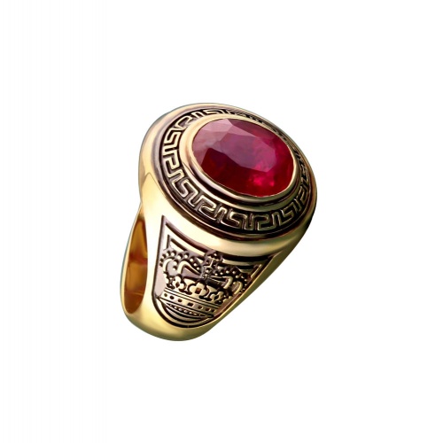 RUBY MENS OVAL PERSONALISED YELLOW GOLD RING