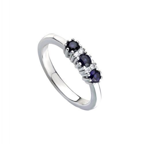 SAPPHIRE TRILOGY WHITE GOLD RING