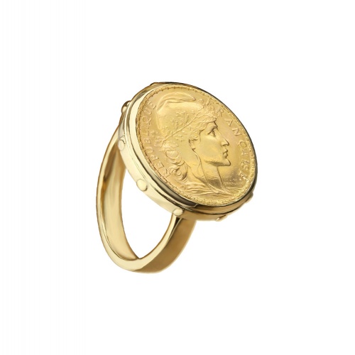 STUDDED CLASSIC COIN YELLOW GOLD RING